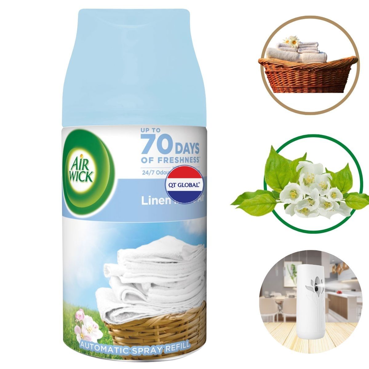 Bình xịt thơm phòng Air.Wick Linen in the air 250ml QT06520 - hương hoa táo