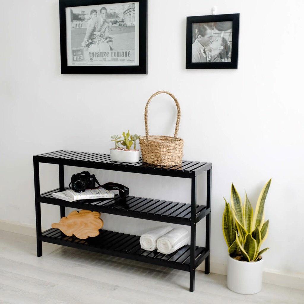 Kệ Gỗ Để Giày Dép 3 Tầng Bằng Gỗ Thông , Kệ Gỗ Đa Năng 3 Tầng Dài 100cm
