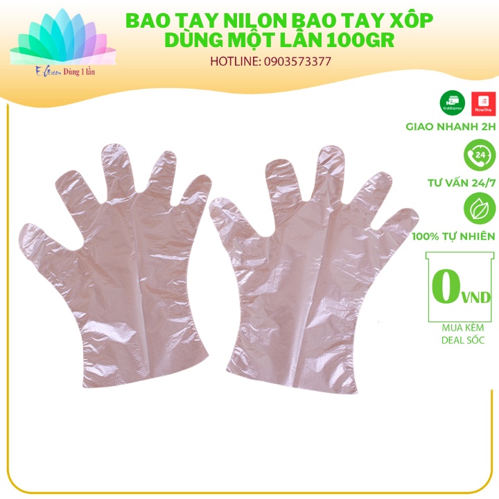 Bao tay nilon, bao tay xốp dùng một lần 100gr - E Green Dùng 1 Lần