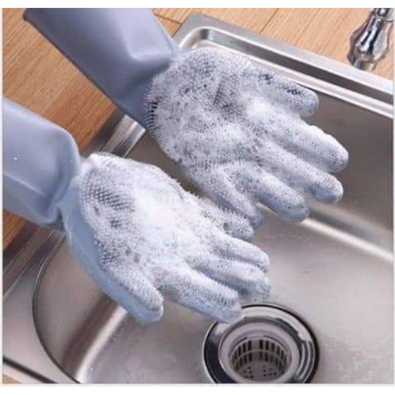 Găng Tay Silicon Rửa Bát Tạo Bọt
