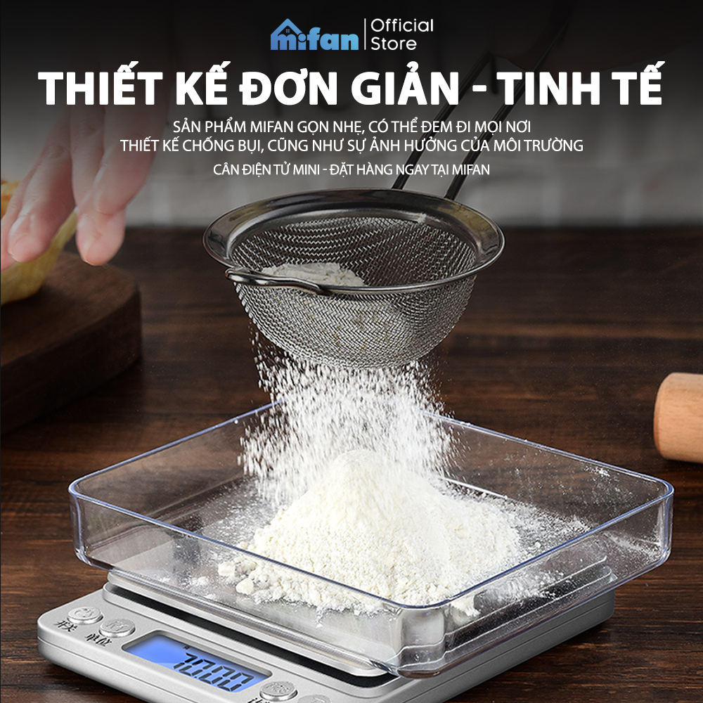 Cân Điện Tử Mini Cao Cấp 2021 MIFAN 0.01g - 3kg - Nhỏ Gọn, Siêu Chính Xác, Thép Không Gỉ, Màn LCD -Tặng 2 Đĩa Cân Và Pin