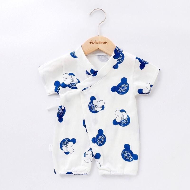 Body pizama cotton lụa - kimono đồ bộ đồ ngủ cho bé trai gái - body trái cây dưa hấu bơ dâu chanh mickey - áoquần trẻ em