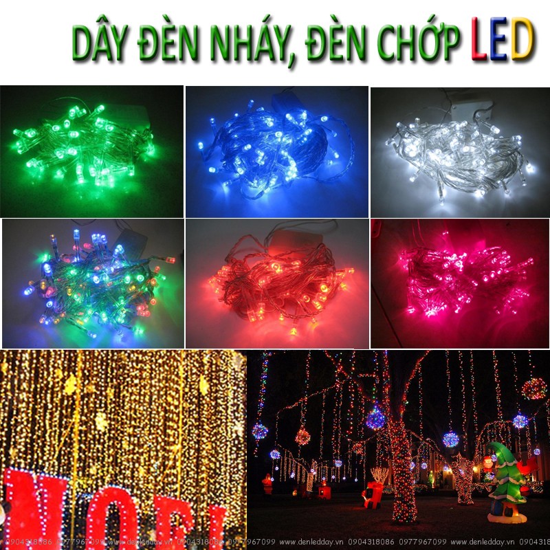 Dây đèn led trang trí 5m nháy 1 màu nhiều chế độ nháy