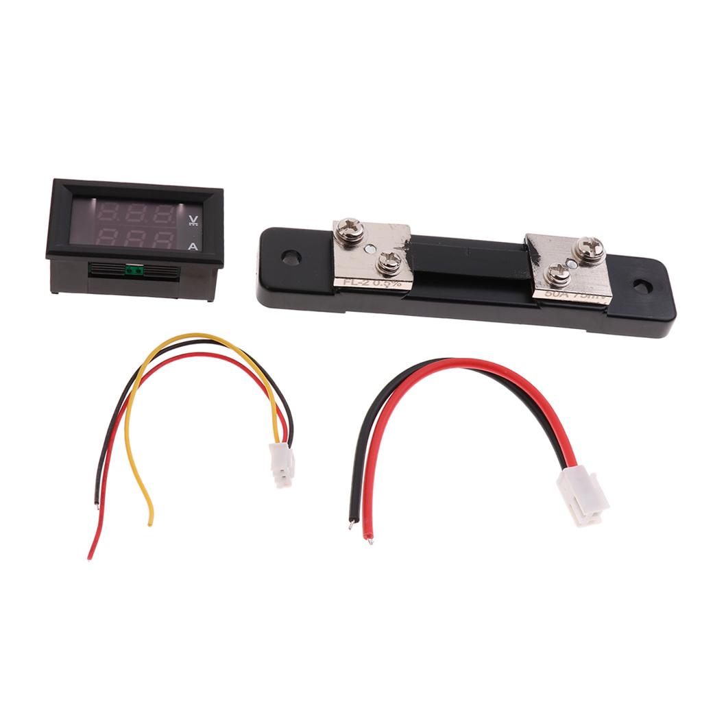 Dual LED Digital Voltmeter Ammeter Current Volt Meter Gauge Tester 0-50A