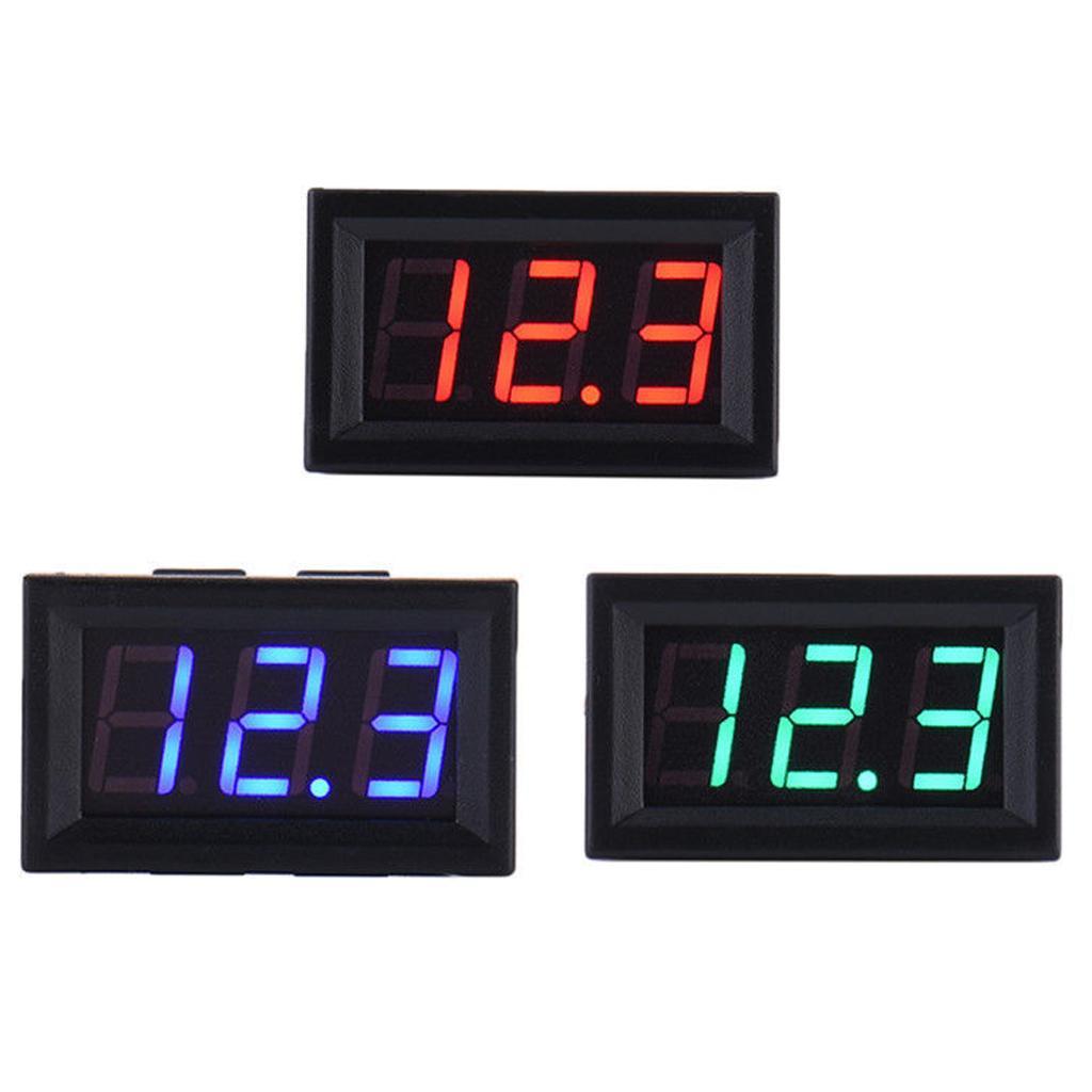 2 Pcs DC5-120V 3-digit LED Digital Volt Voltage Voltmeter Motor Blue+Green