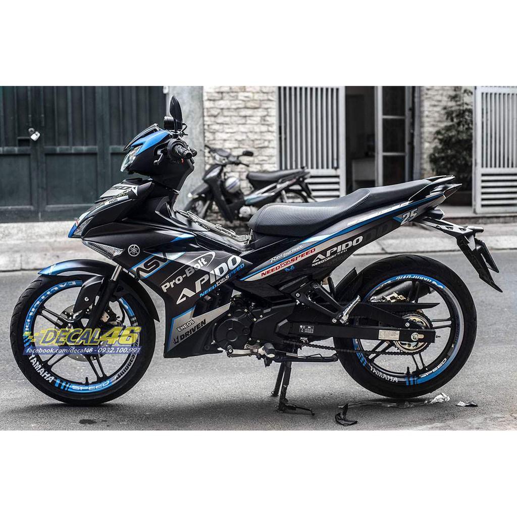 Tem exciter 150 xanh đen Apido crom