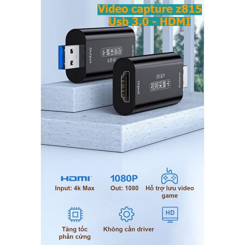 Video capture Usb 3.0 - HDMI JH z815 dùng lưu livestream từ laptop, pc, ps4, ps5, switch, điện thoại - Hồ Phạm