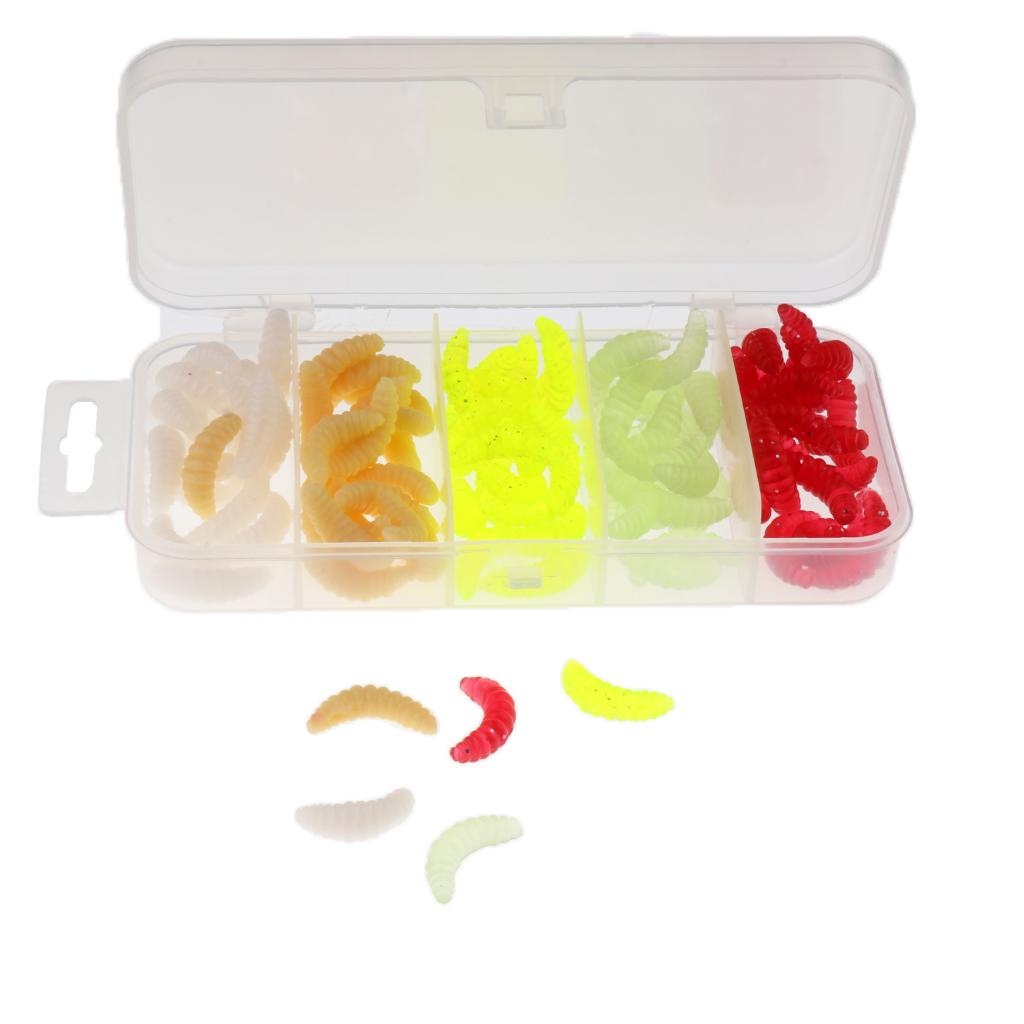 100pcs Soft Fishing Simulation Maggots Earth Worm Fishing Lure Tackle Baits