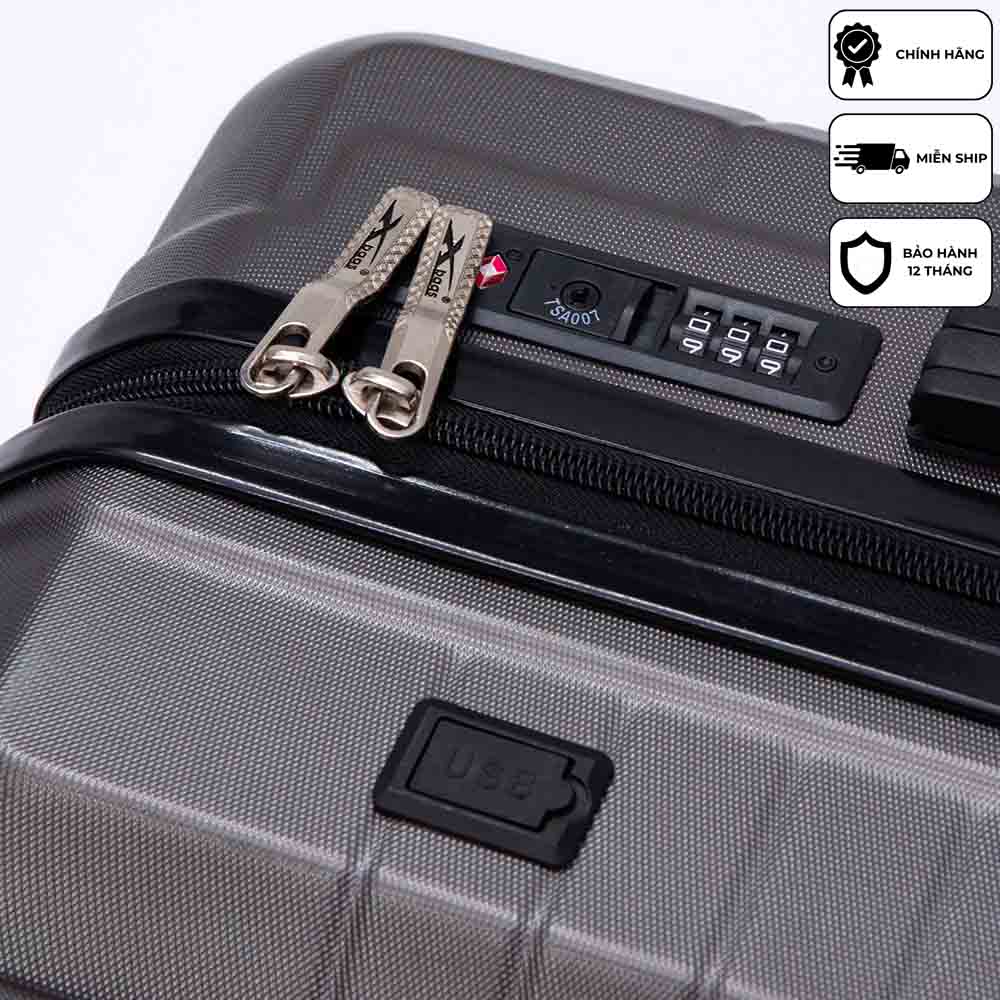 Vali kéo du lịch xách tay cao cấp Xbags Dark Titan Pro XB6104 khóa TSA chuẩn Mỹ USB tiện dụng, chống va đập size 20 sang trọng!