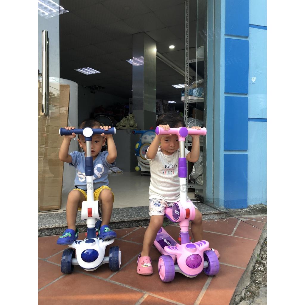 Xe trượt Scooter cho bé BBT Global 2 trong 1 cao cấp, 3 màu xanh, vàng, hồng