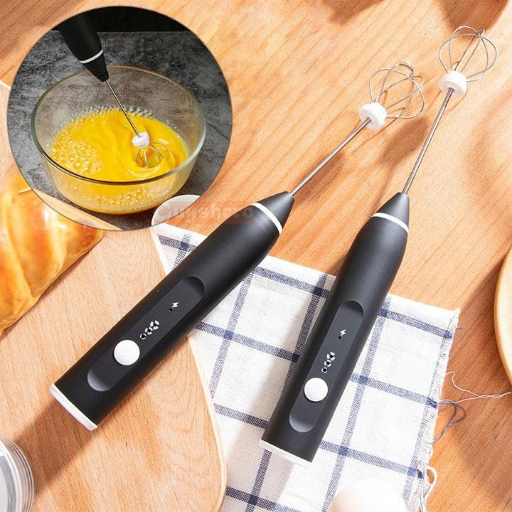 Máy đánh trứng, Tạo bọt cafe, Đánh kem bông.Đánh trứng 3 cấp độ sạc điện mini cầm tay cao cấp