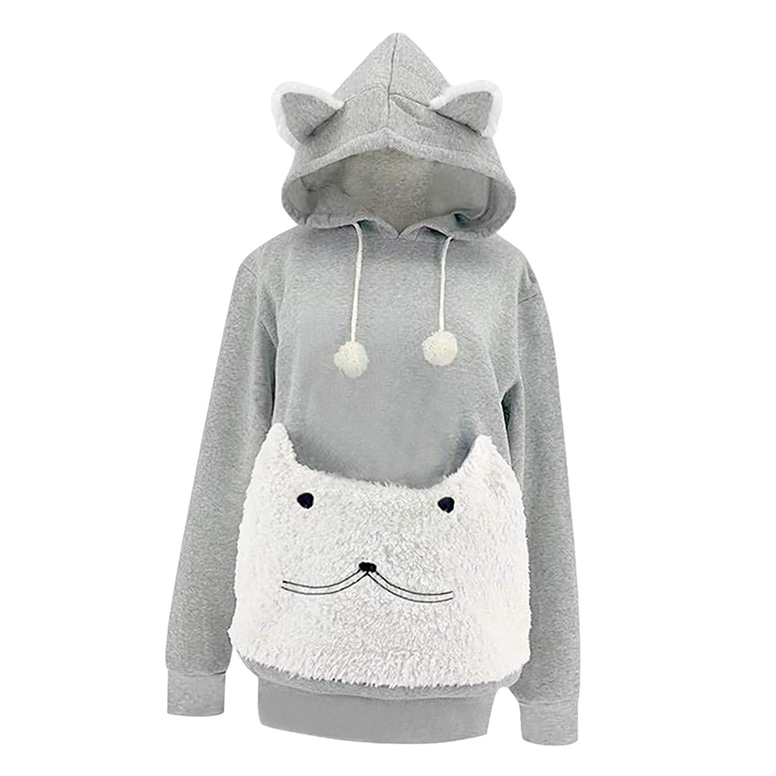 Pet Hoodies Sweatshirt Cat Holder Carrier Big Pouch Loose for Outdoor Travel