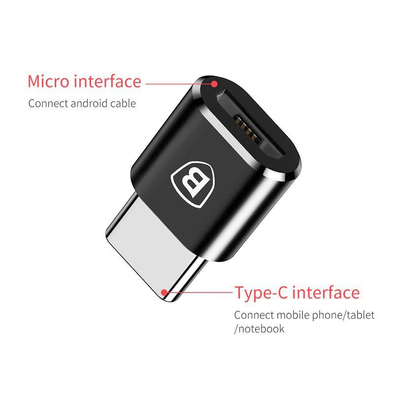 Đầu Chuyển Micro USB Sang USB Type C 2.4 Baseus -Hàng Chính Hãng