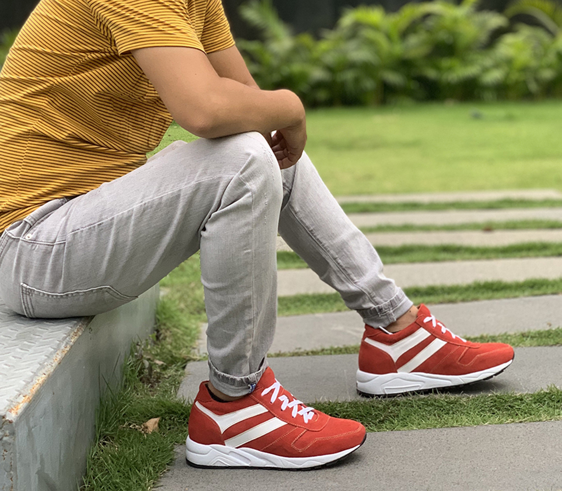 GIÀY TĂNG CHIỀU CAO GIÀY CAO DÀNH CHO NAM GIỚI T&TRA T20 DA LỘN ĐỎ - CAO 8CM GIÀY ĐỘN NAM CAO VƯỢT TRỘI