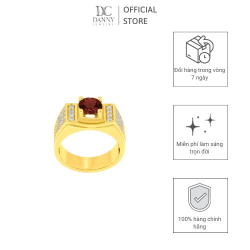 Nhẫn Nam Danny Jewelry Bạc 925 Đính đá Garnet/CZ xi Rhodium/Vàng 18k N0072