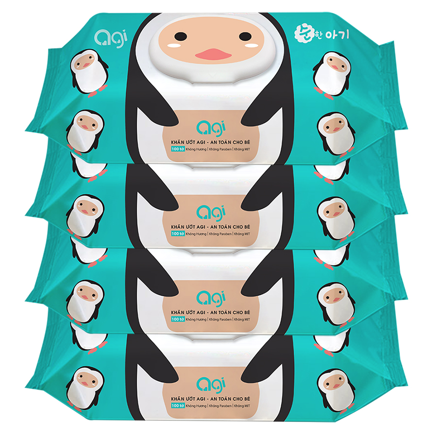 Bộ 4 Gói Khăn Ướt Không Hương Agi - Giao Mẫu Ngẫu Nhiên