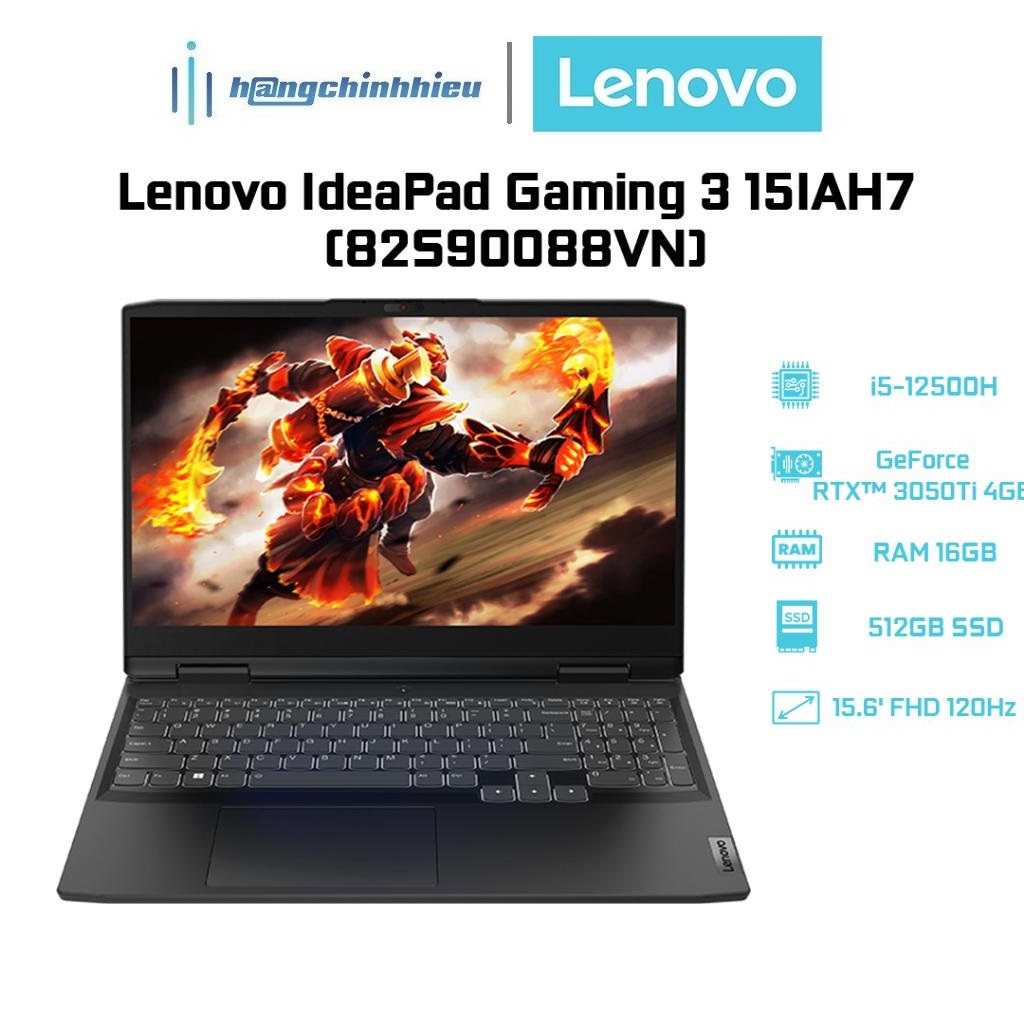 Laptop Lenovo IdeaPad Gaming 3 15IAH7 82S90088VN i5-12500H|16GB|512GB|RTX 3050Ti 4GB|15.6' Hàng chính hãng