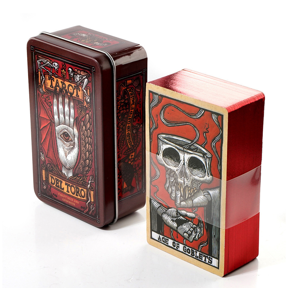 Bộ Bài Tarot Del Toro Tarot Hộp Thiếc Mạ Cạnh Đỏ 78 Lá Tặng File Tiếng Anh Và Đá Thanh Tẩy