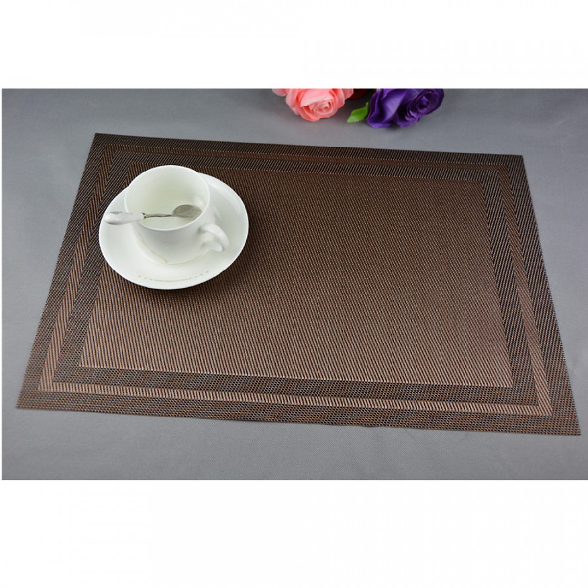 Combo 2 tấm lót bàn ăn placemat viền kẻ 30x45cm