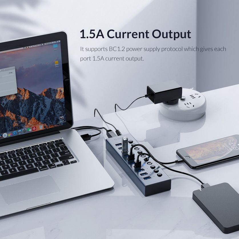 Bộ chia USB Hub 16 cổng USB 3.0, Xám, ORICO BT2U3-16AB-GY - HÀNG CHÍNH HÃNG