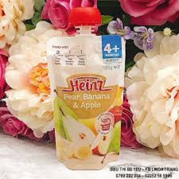 Váng sữa Heinz vị pear, banana &amp;apple cho bé từ 4 tháng-Túi 120g