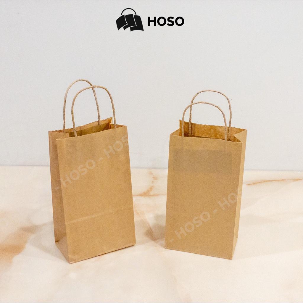 Túi giấy kraft Nhật trơn có quai đựng thực phẩm nhiều kích thước, túi giấy xi măng đựng quà