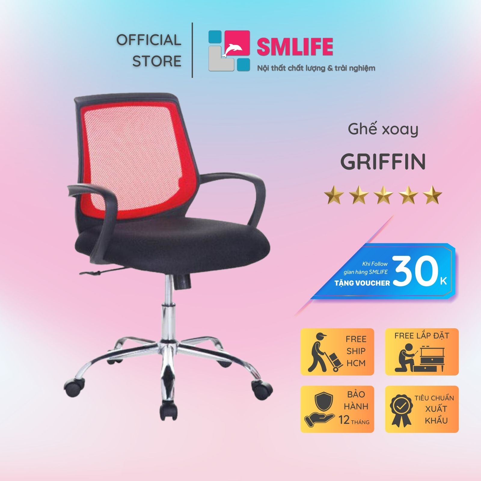 Ghế xoay nhân viên SMLIFE Griffin