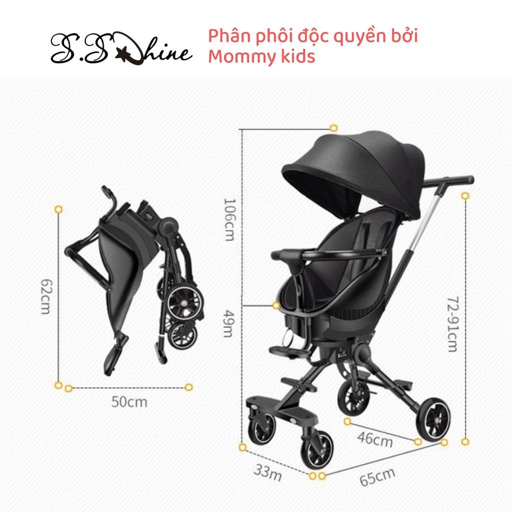 Xe đẩy du lịch gấp gọn MOMMYKIDS MINH CHÂU 4 bánh cho bé, ghế có thể điều chỉnh chế độ nằm, đảo chiều cho bé 0-5 tuổi