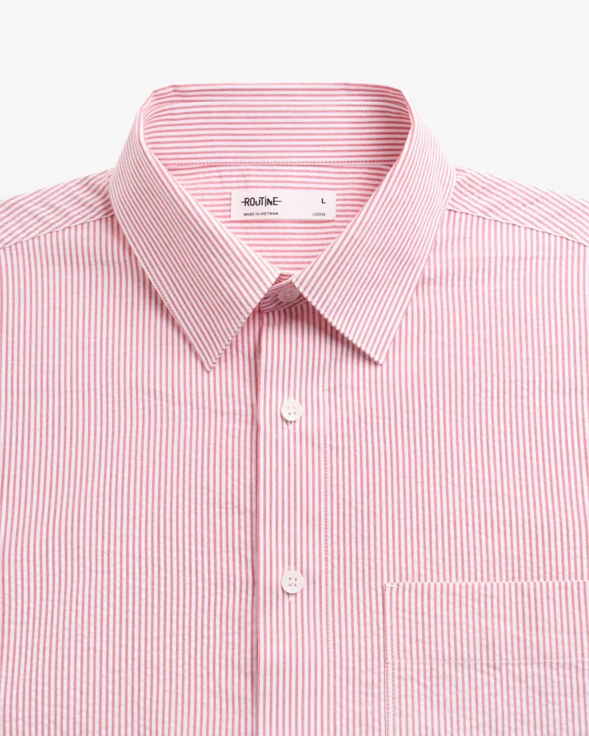 Áo sơ mi tay dài nam sọc seersucker nhãn trang trí .Loose - ROUTINE 10F25SHL007