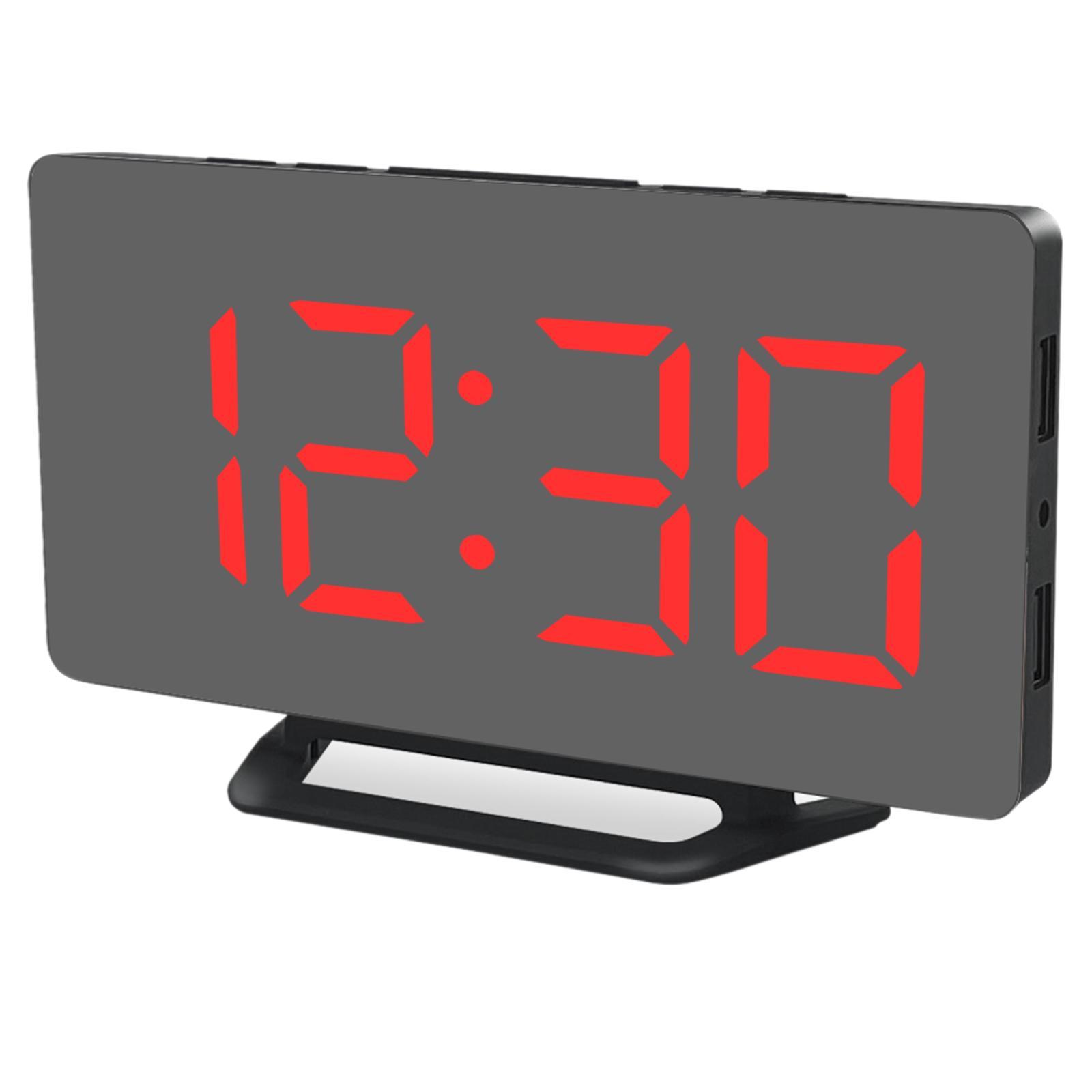 LED  Clock Snooze Temperature   USB Mirror Surface