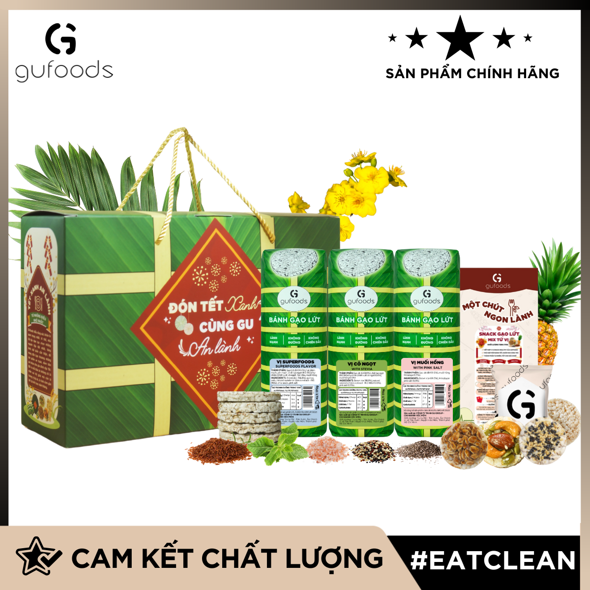 Hộp quà Tết GUfoods - Xuân Ất Tỵ 2025 - Mâm bánh Tết healthy, Món quà sức khoẻ, Hộp giấy thân thiện môi trường, Giftbox / Gift set healthy, Đón Tết xanh - Cùng GU an lành