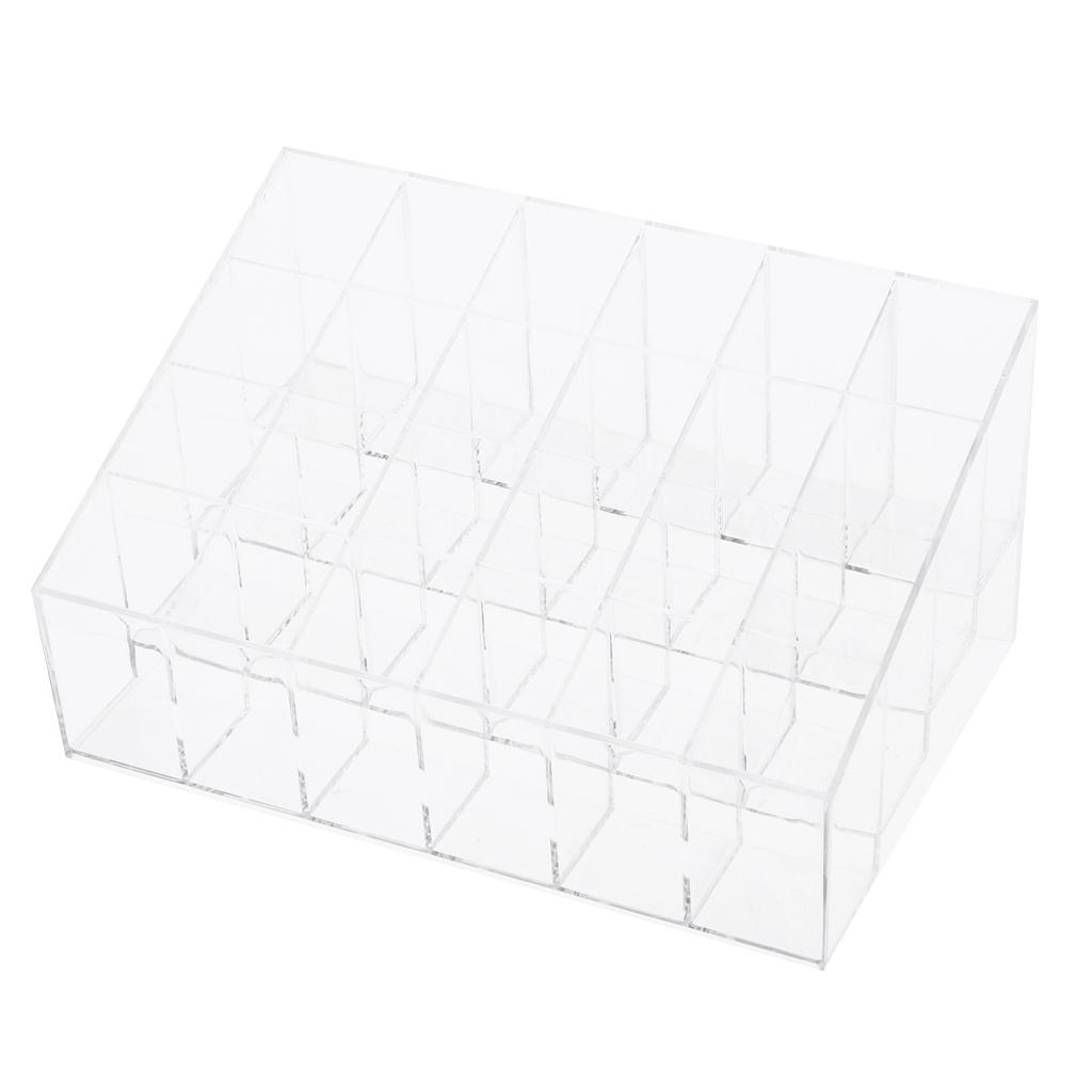 24 Grids Lipstick Nail Polish Holder Display Clear Acrylic Makeup Organizer