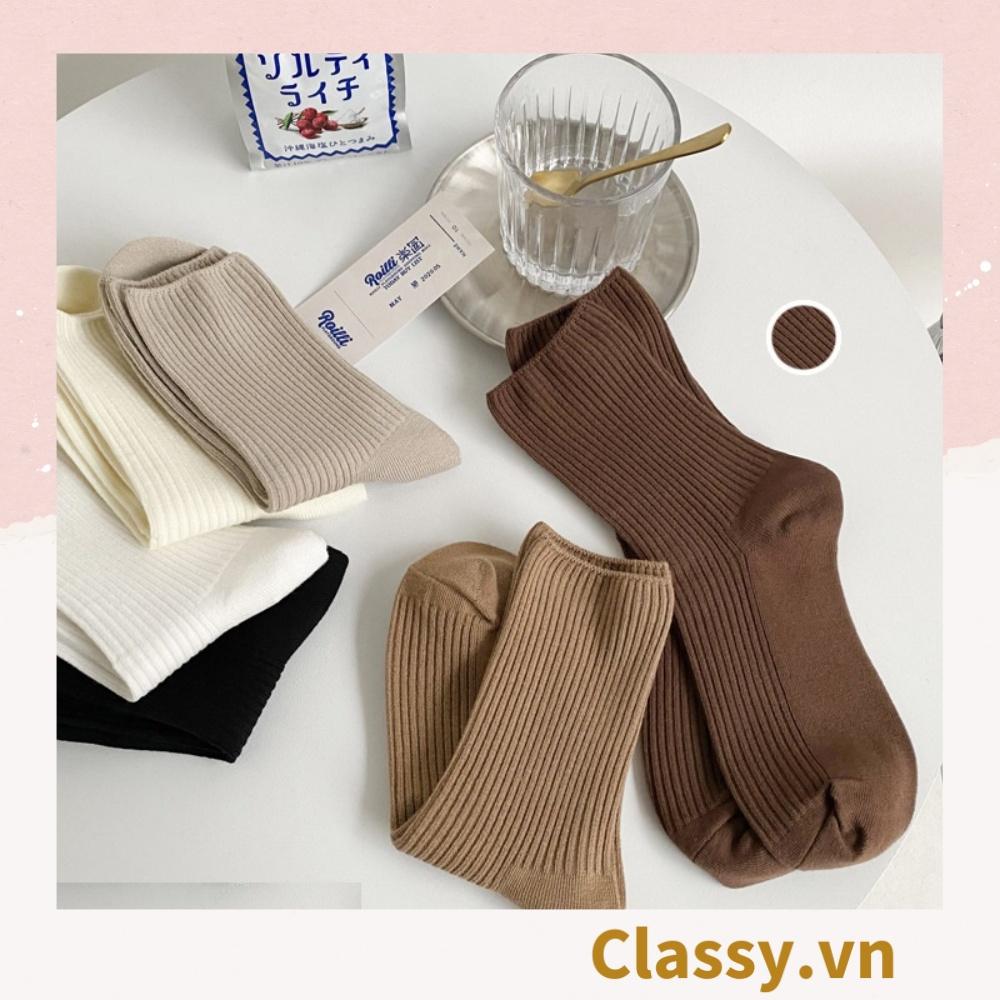 Tất cổ cao, vớ cổ cao Classy với đường gân ôm chân, nhiều màu phong cách hàn quốc G1430