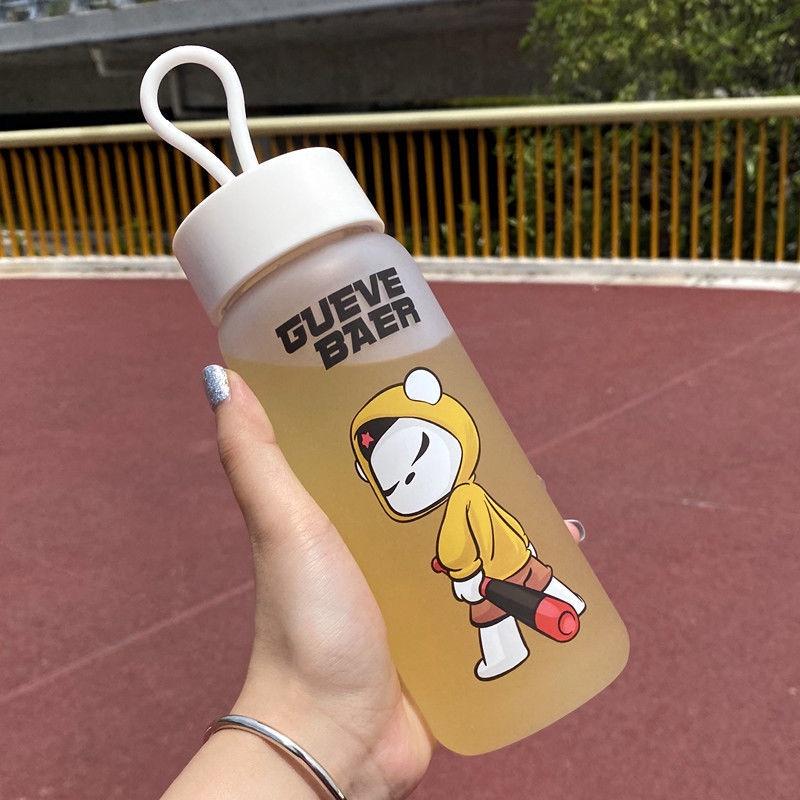 Cốc nước nhựa phiên bản Hàn Quốc cốc nước trong sương gió cốc nước dễ thương cầm tay cốc nước thể thao cốc nước