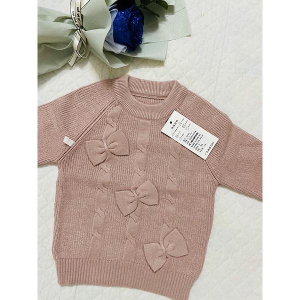 Áo len cho bé gái Áo len bé gái hàn quốc vặn thừng đính nơ xinh xắn điệu đà chất liệu dày dặn dành cho bé từ 6-18kg