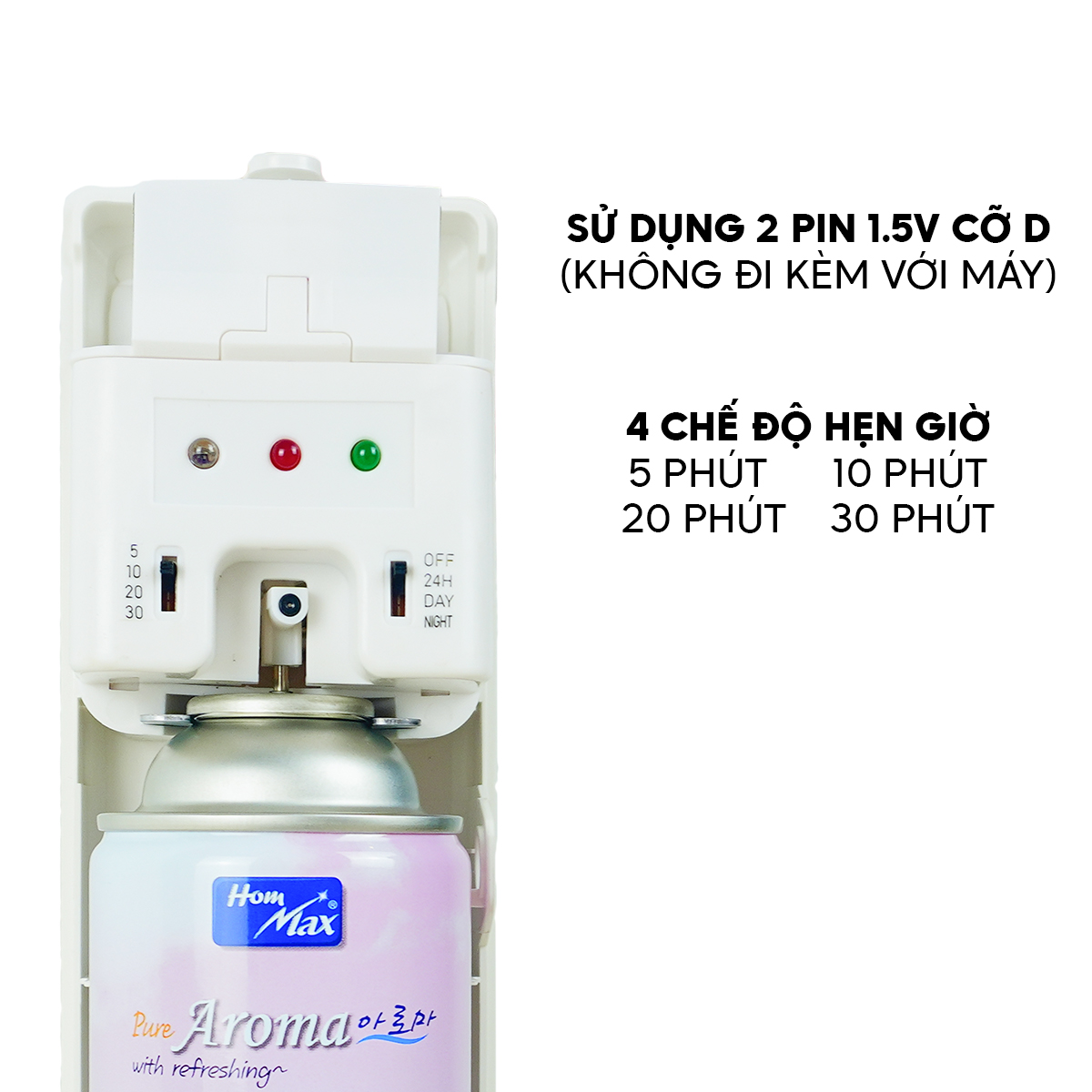 Máy Xịt Phòng Tự Động Hommax F291-A và Nước Hoa Aroma - 4 Chế Độ Hẹn Giờ | Cảm Biến Ánh Sáng | 3 Chế Độ Xịt | Hàng Chính Hãng