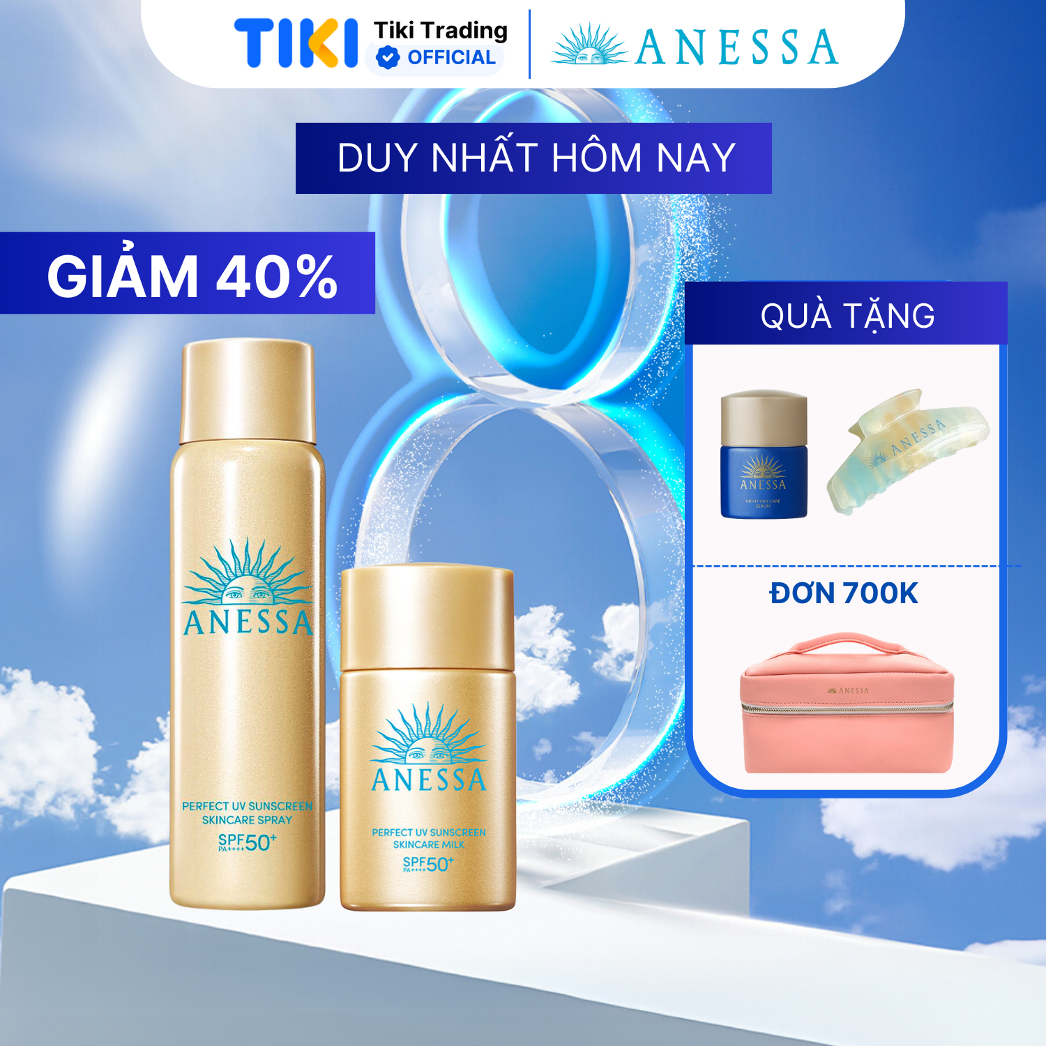 Bộ đôi Kem chống nắng dạng xịt dưỡng da bảo vệ hoàn hảo + Kem chống nắng dạng sữa dưỡng da kiềm dầu bảo vệ hoàn hảo (Anessa Gold Spray 60g + Gold Milk 20ml)