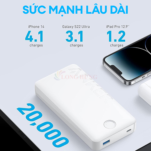 Sạc dự phòng Anker 325 PowerCore II 1Type-C 15W 20000mAh A1286 - Hàng chính hãng