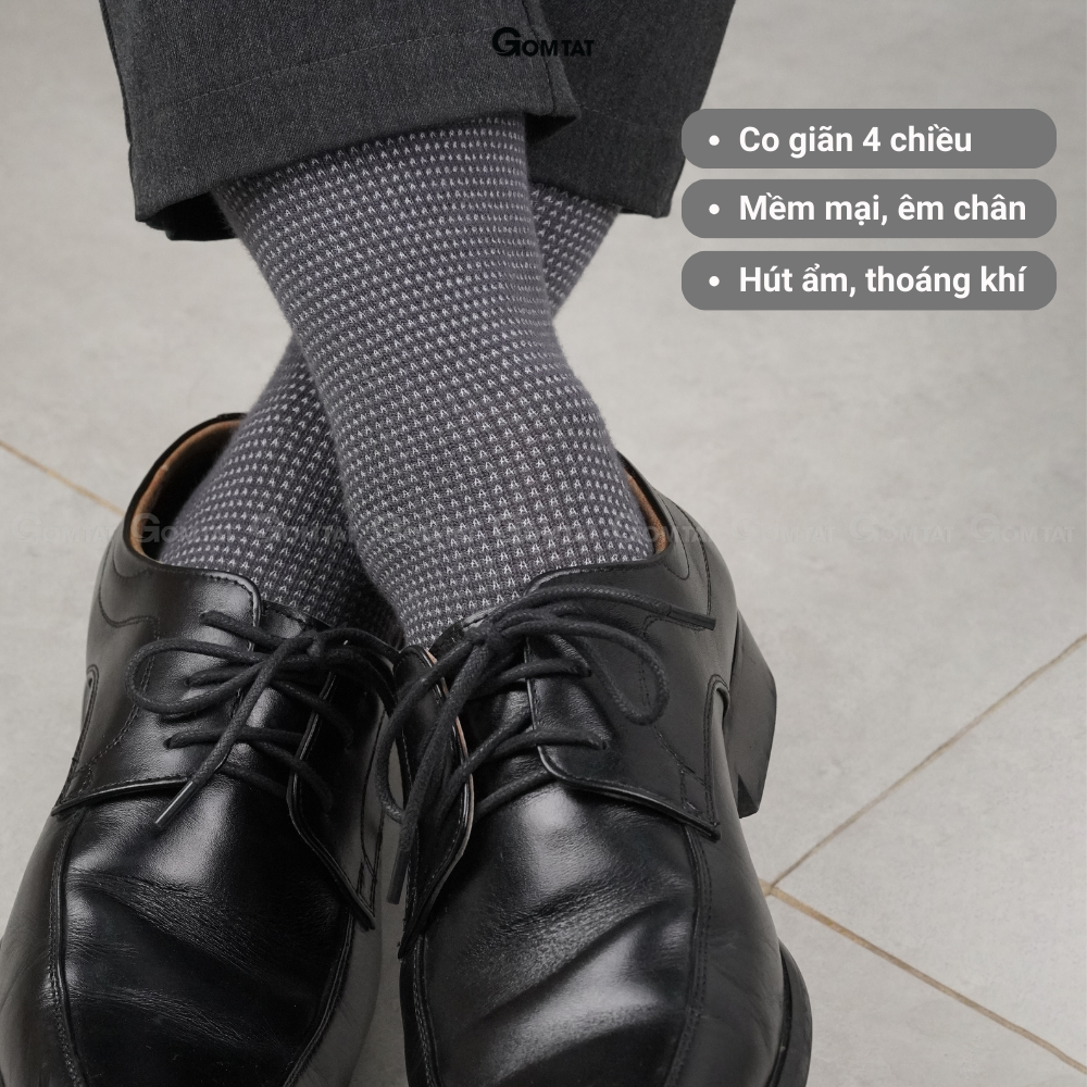 Tất Giày Tây Nam Cổ Cao GOMTAT Chất Liệu Cotton Cao Cấp Êm Chân Thoáng Khí - TATGIAYTAY01-1DOI