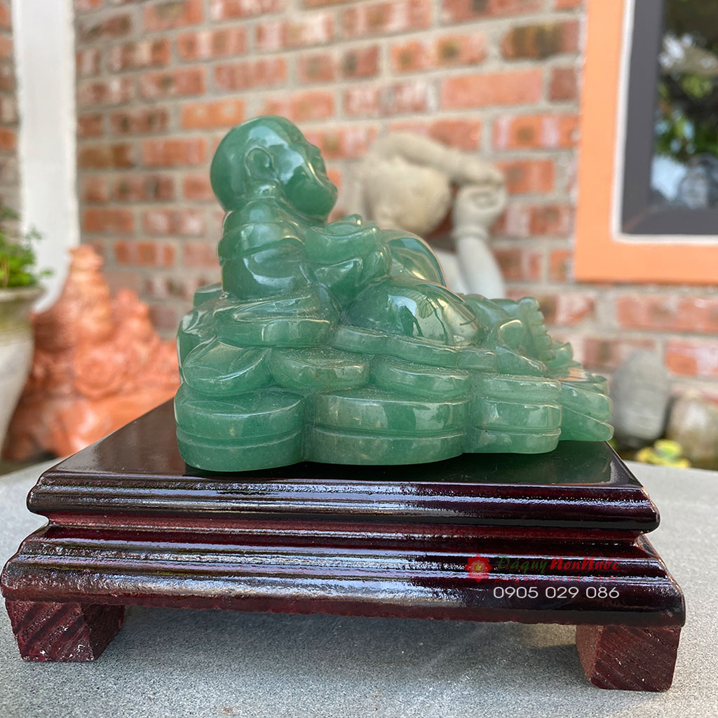 Tượng Phật Di lặc đá thạch anh Aven 14cm - đá Non Nước