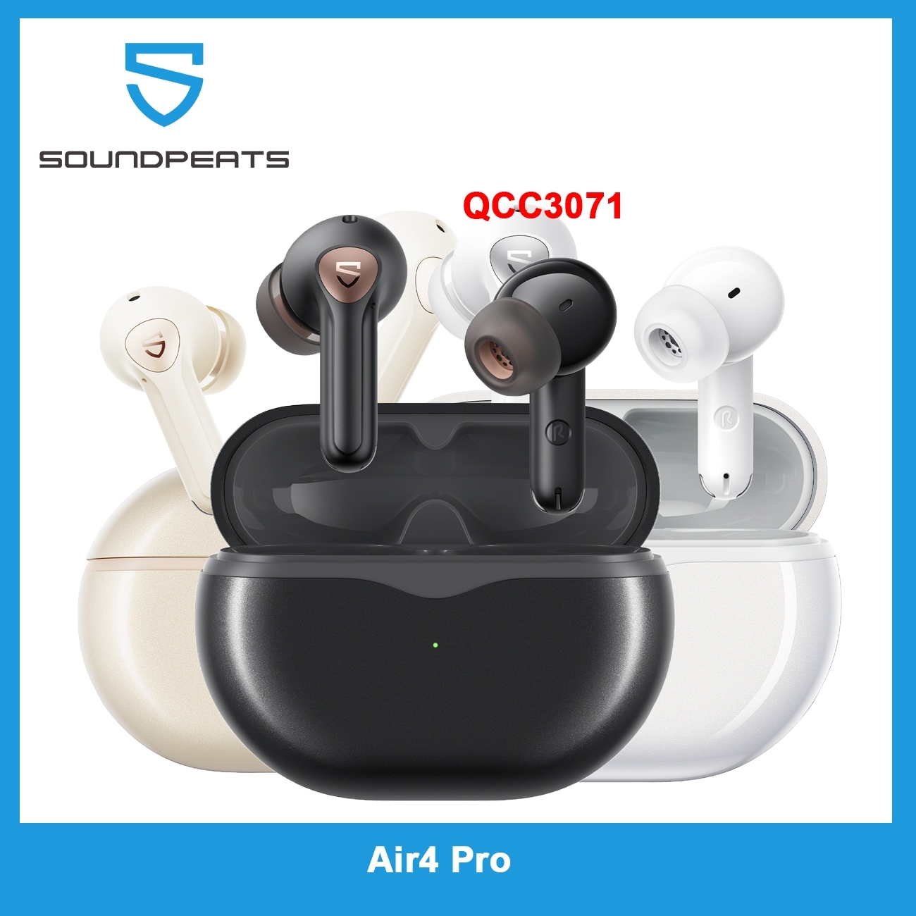 Tai nghe True Wireless SoundPEATS Air4 Pro | APTX Lossless | Hyrid ANC 45dB | APTX Voice 6Mic | Bluetooth 5.3 - Hàng Chính Hãng