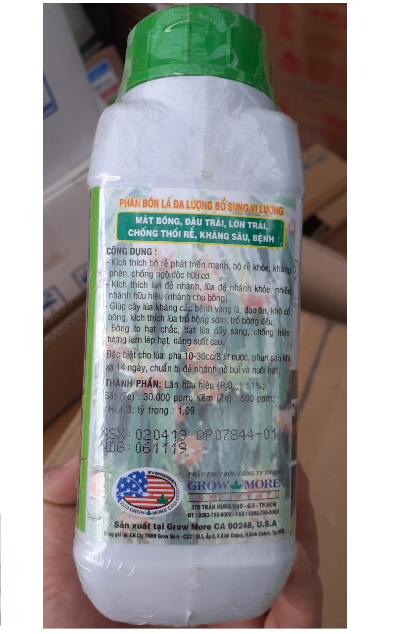 Phân Bón Lá Grow-More ROOT PLEX, Chiết Xuất Từ Tảo Biển, Mát Bông_Mát Trái,Thể Tích 1Lít