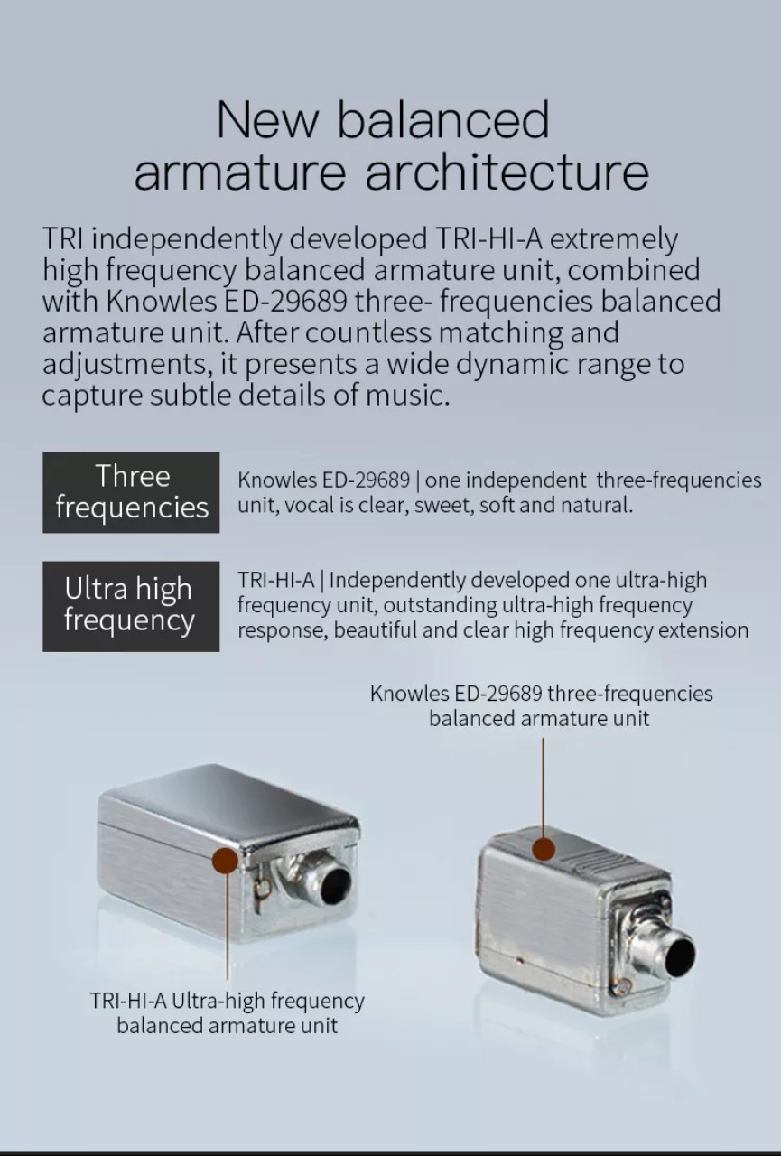Tai nghe Hybrid cao cấp KBEAR TRI Starsea, sử dụng Driver BA Knowles và công tắc hiệu chỉnh âm thanh - Hàng chính hãng