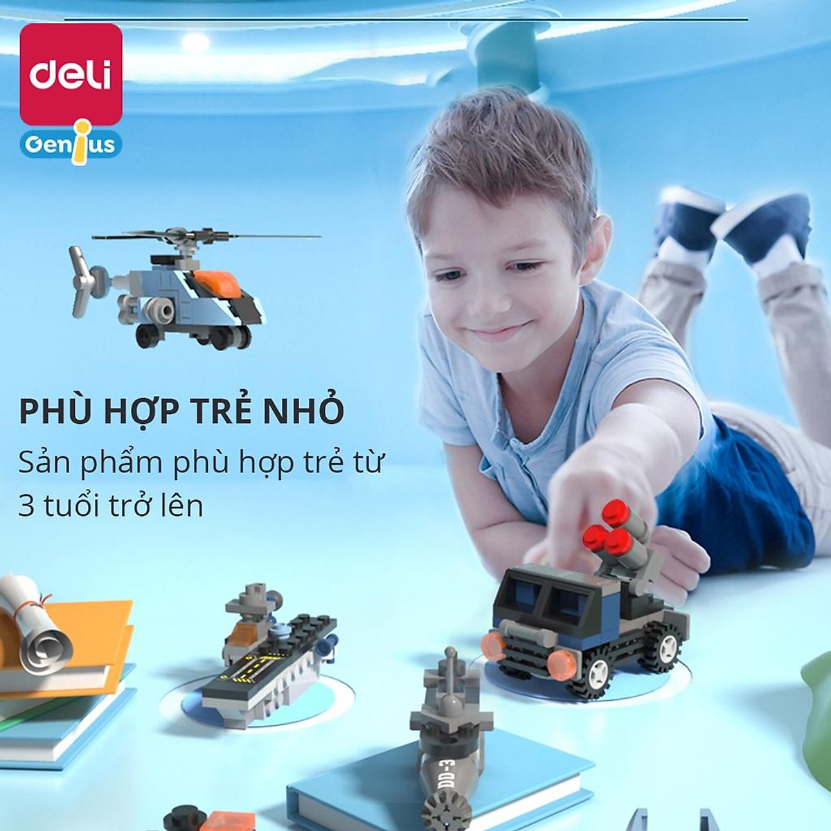Bộ Đồ Chơi 6 IN 1 Lắp Ghép Xếp Hình Nhiều Chủ Đề Deli - Từ 200 Đến Gần 800 Chi Tiết - Đồ Chơi Giáo Dục Cho Bé Từ 6 Tuổi Phát Triển Tư Duy Nhận Biết Sáng Tạo - 74580 85