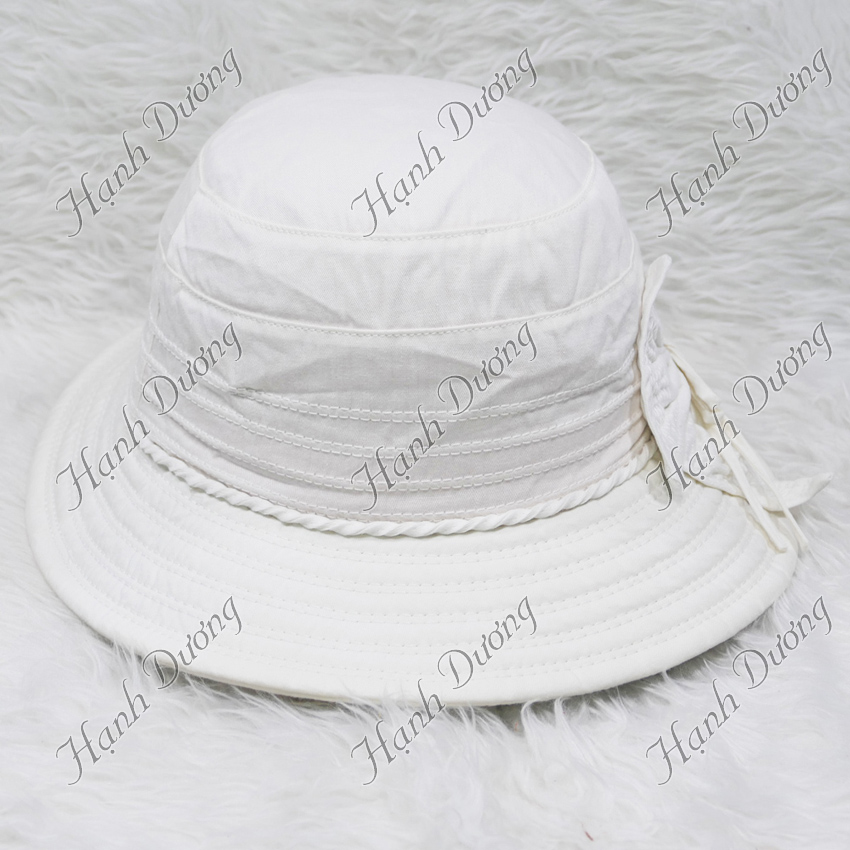 Mũ vành rộng nữ gắn nơ đẹp cực kỳ dễ thương, vành rộng 7cm, chất liệu vải kaki cao cấp - Hạnh Dương