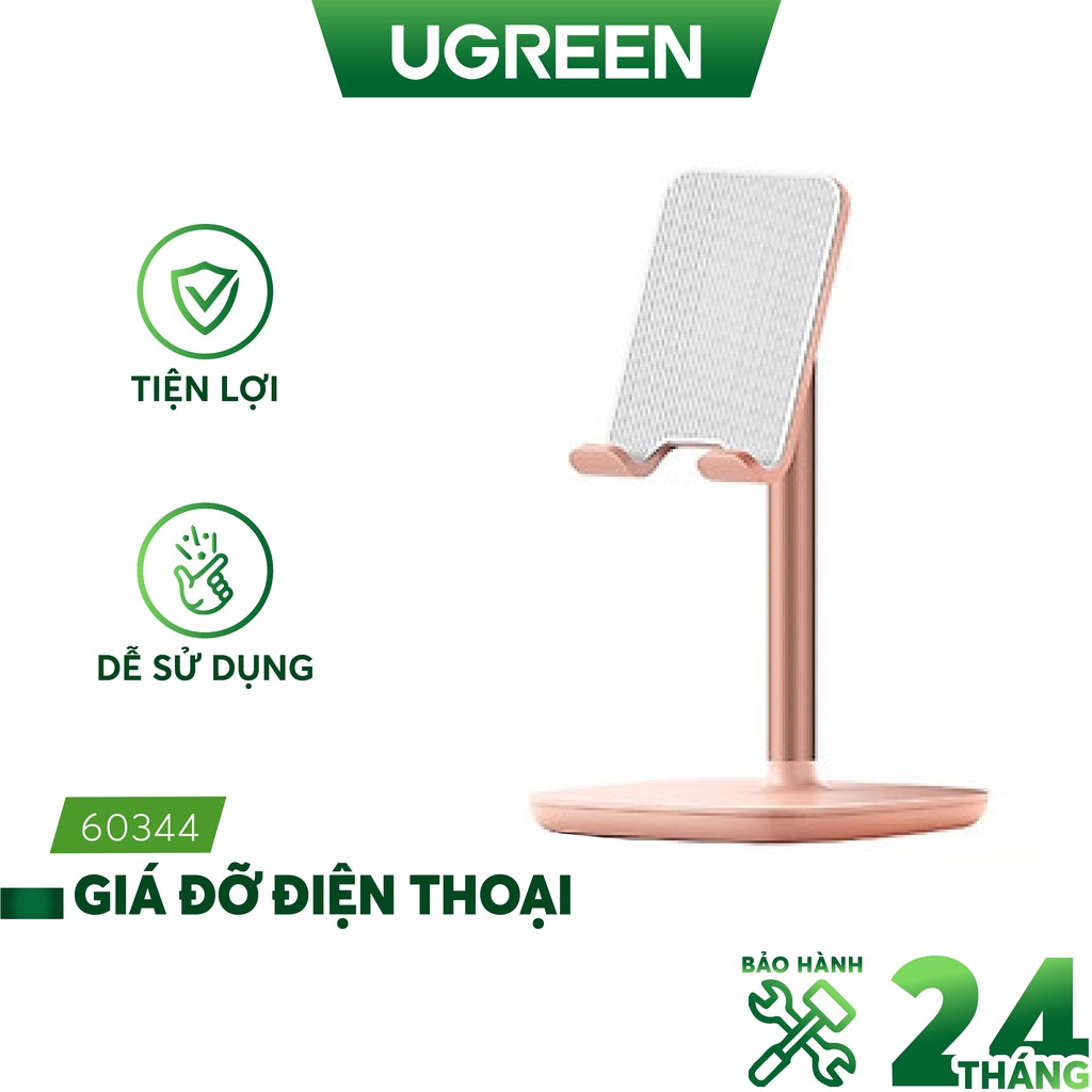 Giá đỡ điện thoại, máy tính bảng UGREEN LP177 60344 màu hồng chất liệu kim loại có thể xoay 45 độ - Hàng nhập khẩu chính hãng