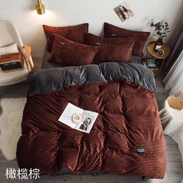 Bộ chăn ga gối nỉ nhung tăm 4 món
