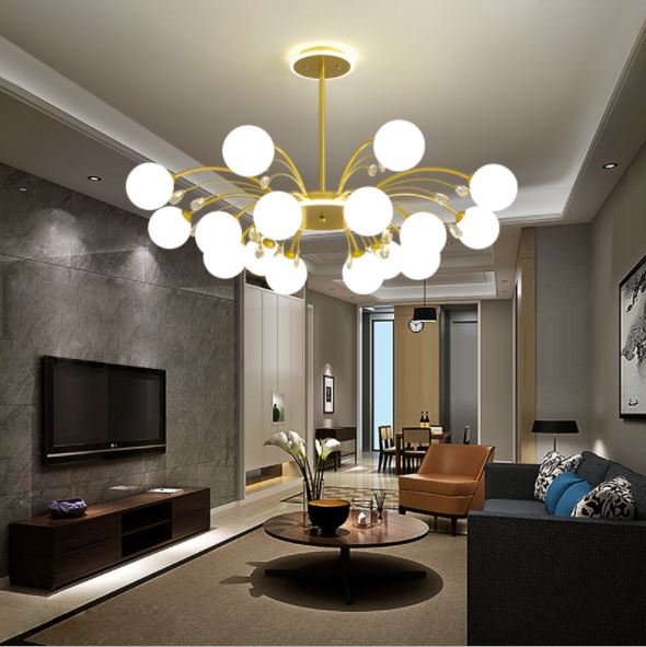 Đèn chùm ALULA cao cấp 16 bóng trang trí nhà cửa hiện đại - kèm bóng LED chuyên dụng.