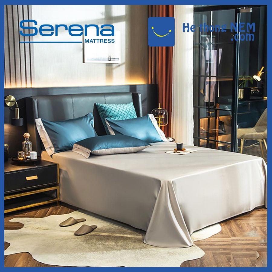 Bộ Chăn Ga Gối 5 Món SERANA Bộ Chăn Ga Lụa Satin Trải Giường Cao Cấp - Hệ Thống Nệm