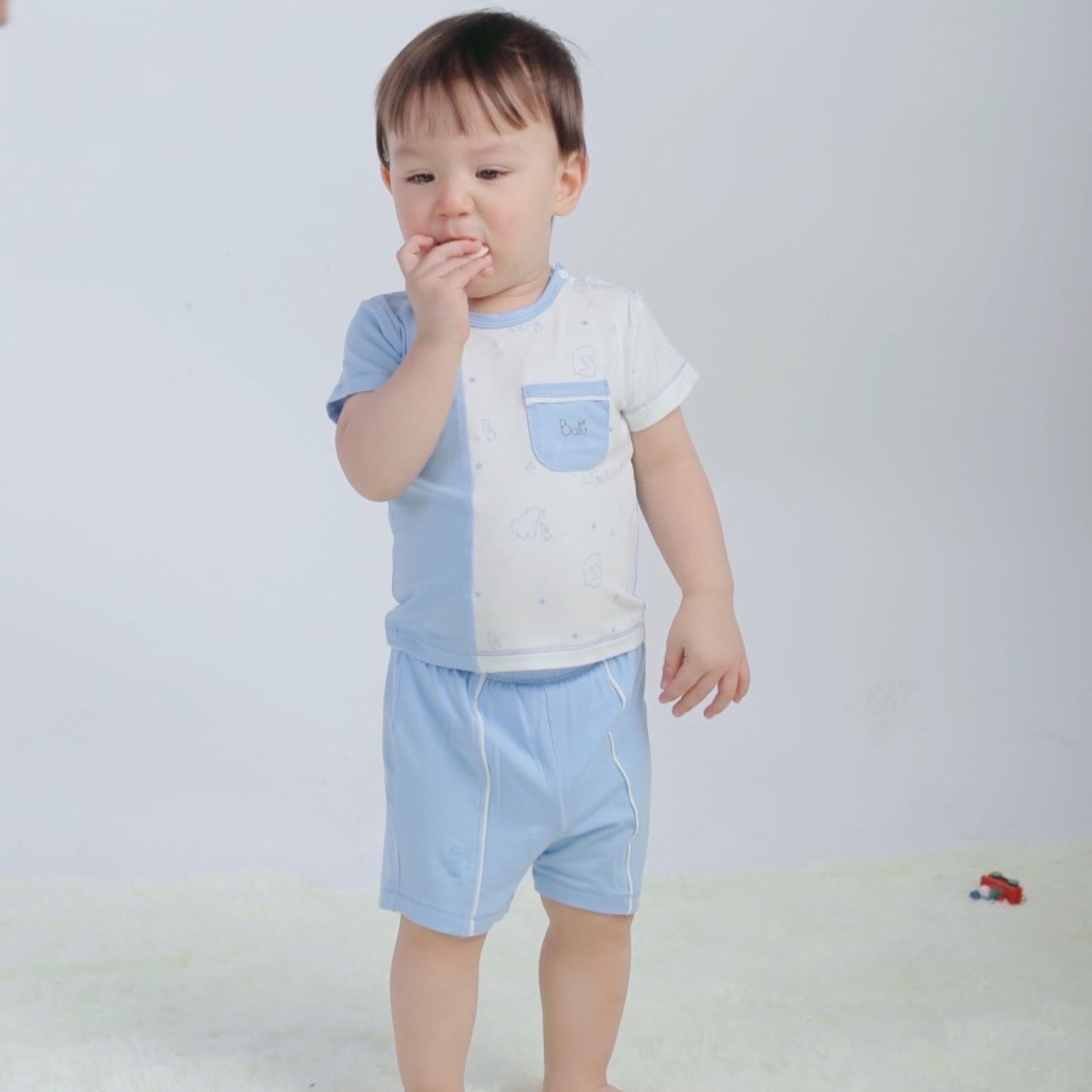 Bộ cộc tay cài vai BARU petit họa tiết cho bé quần áo trẻ em ( 6M -4Y )